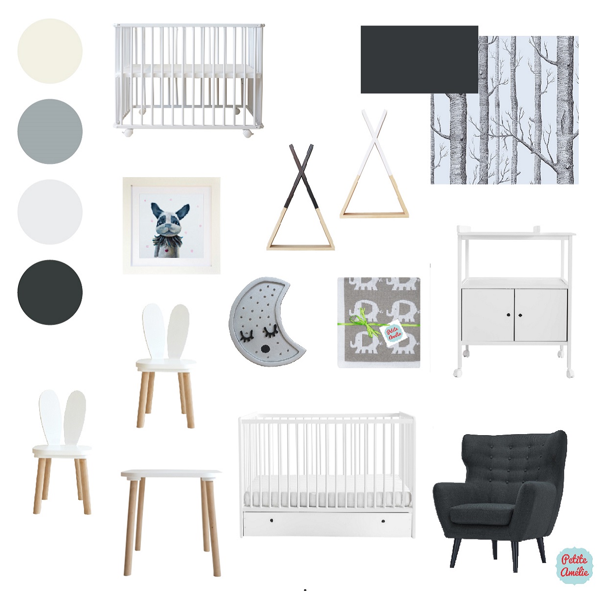 Notre sélection Petite Amélie pour une chambre bébé tendance en noir et blanc !