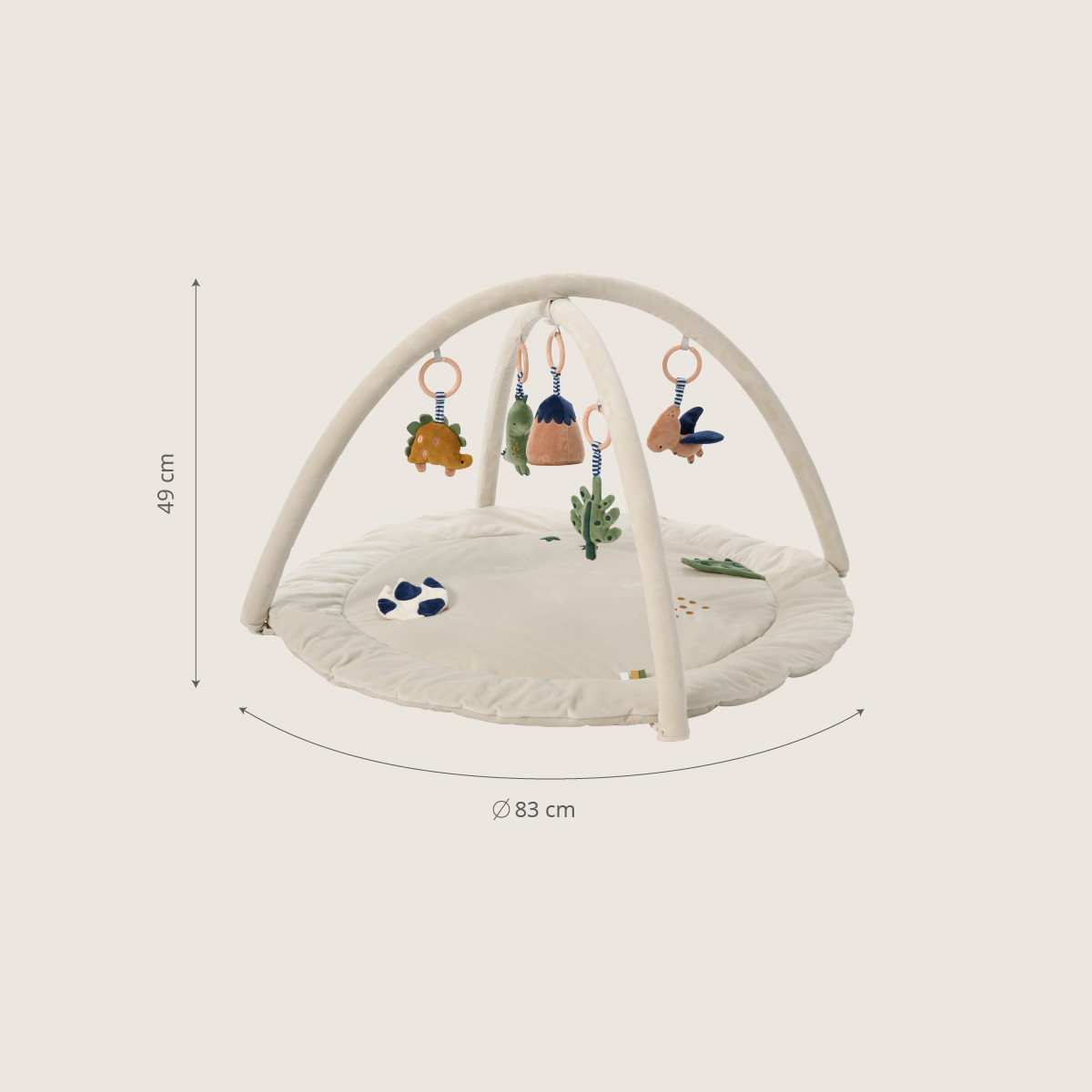 Petite Amélie | Arche d'éveil Dino | Tapis sensoriel amovible | Polyester | Beige | 6 éléments avec suspensions | Facile à nettoyer (Petite Amélie) - Image 4