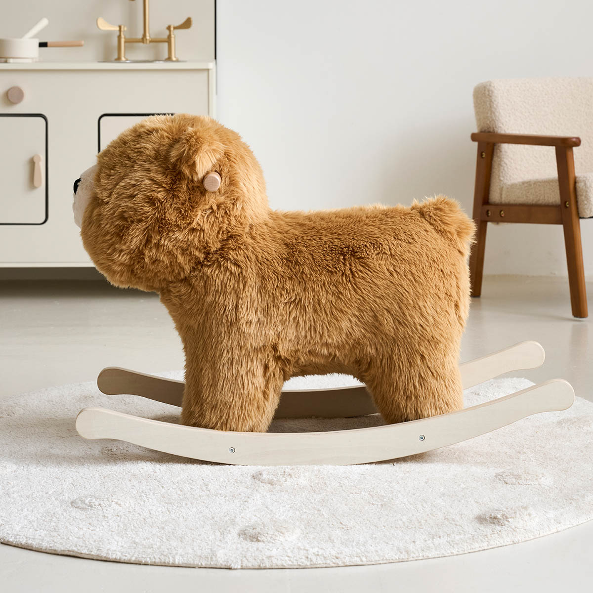 Petite Amélie | Cheval à bascule Ours | Peluche en bois certifié FSC | Marron et blanc | Jouet d'éveil pour enfant collection Forêt (Petite Amélie) - Image 6