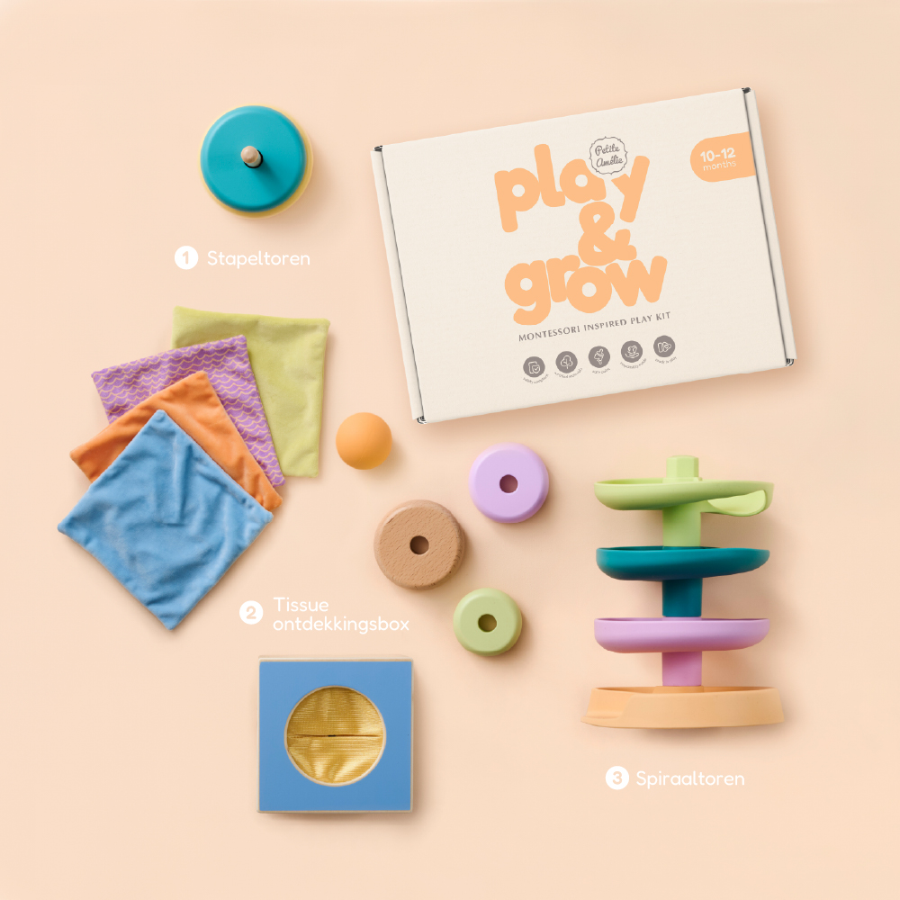 Petite Amélie Coffret de jouets Montessori | Play & Grow | Bois FSC et silicone | 10-12 mois | Kit d'éveil sensoriel pour bébé (Petite Amélie) - Image 9