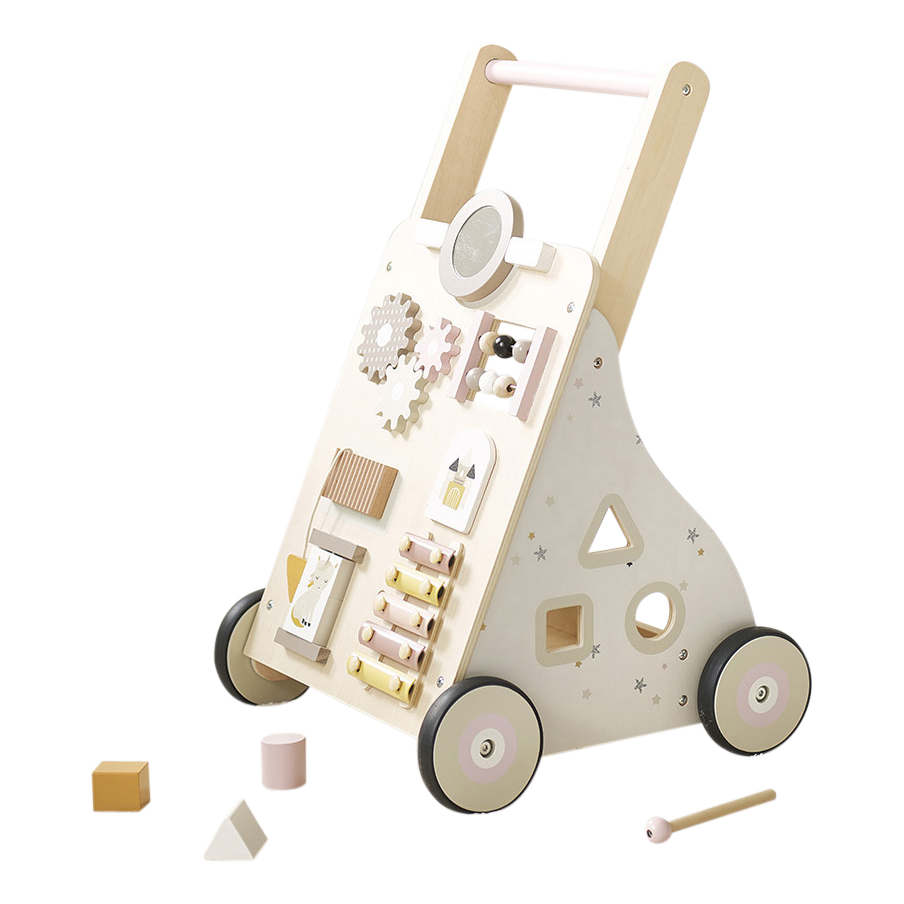 Petite Amélie | Chariot de marche en bois Lara | Trotteur bébé multi-activités | Montessori | Blanc et gris | Design solide et ludique (Petite Amélie) - Image 5