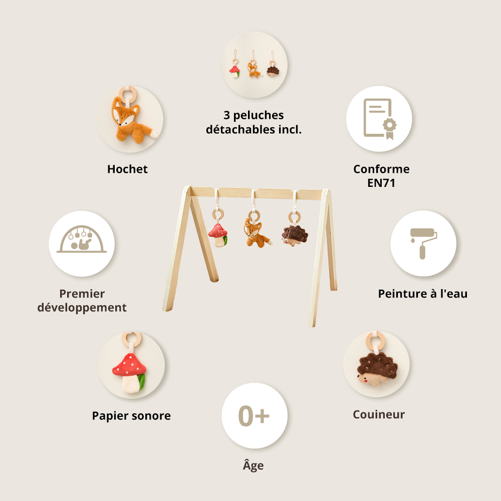 Portique D'éveil Bébé «forêt» | Incl. Accessoires | Naturel (Petite Amélie) - Image 4