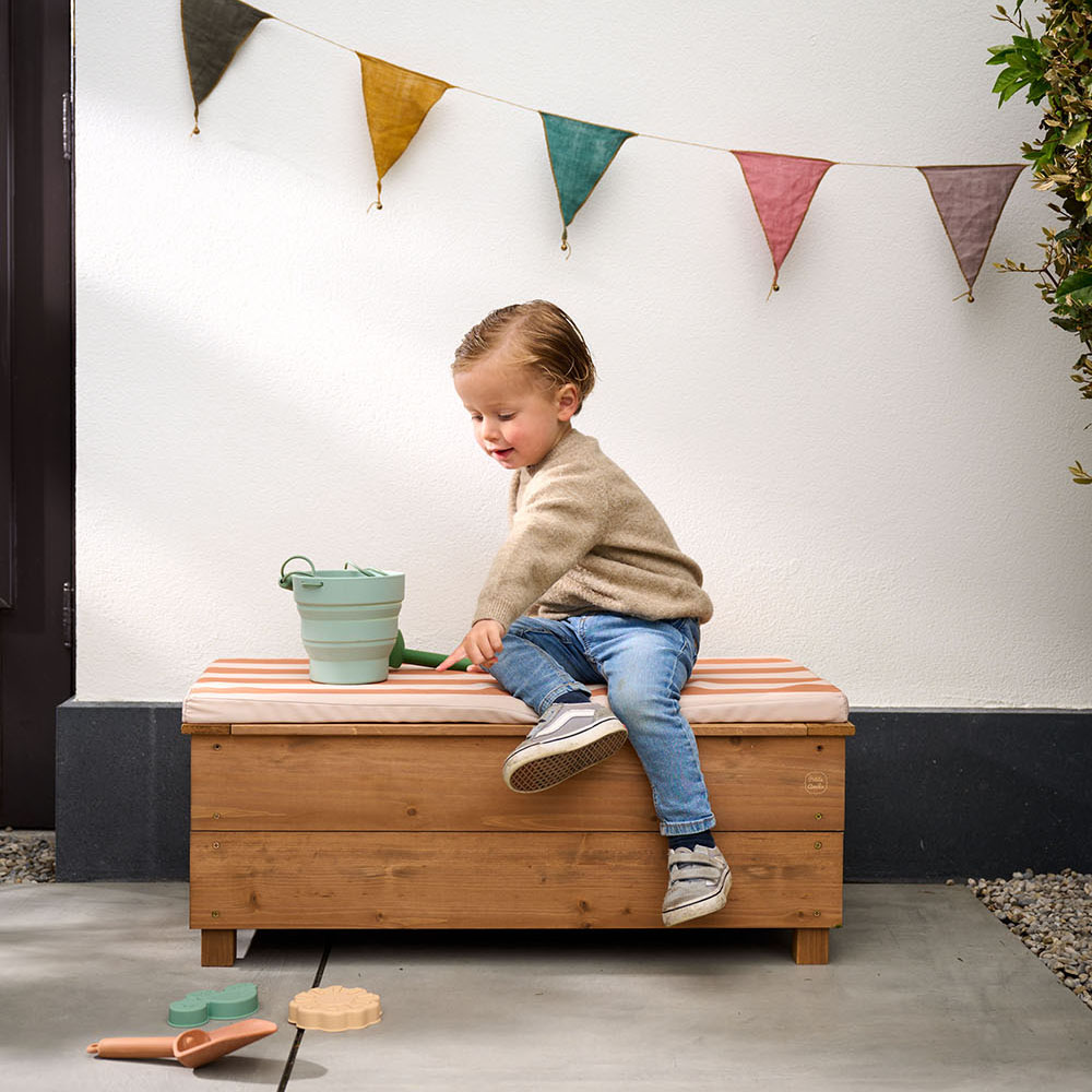 Bac à Sable Relaxdays En Bois – 125 X 120 Cm – Avec Compartiment à Eau Et Banc – Pour Jardin