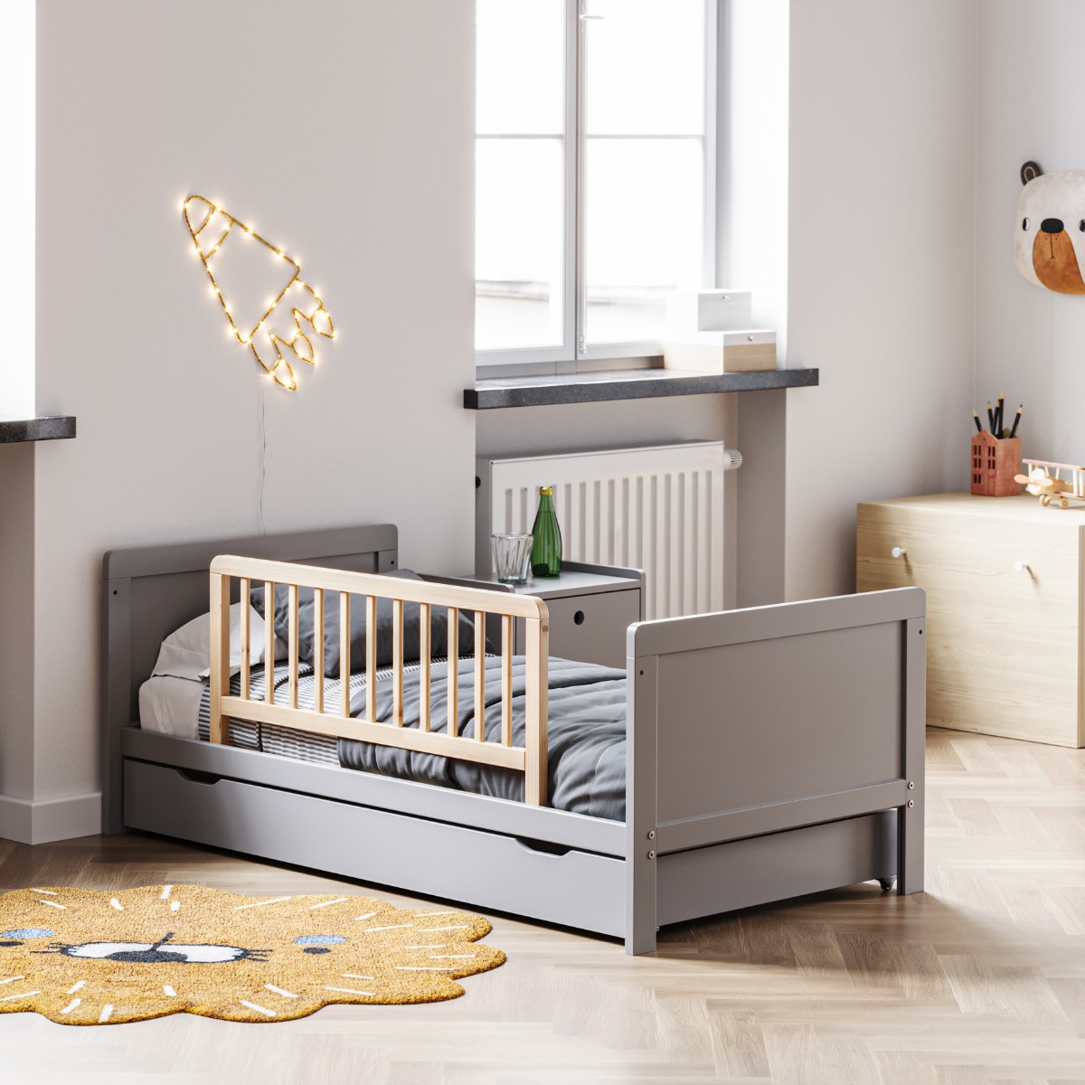 Barrière de sécurité pour lit enfant 90 cm Gris