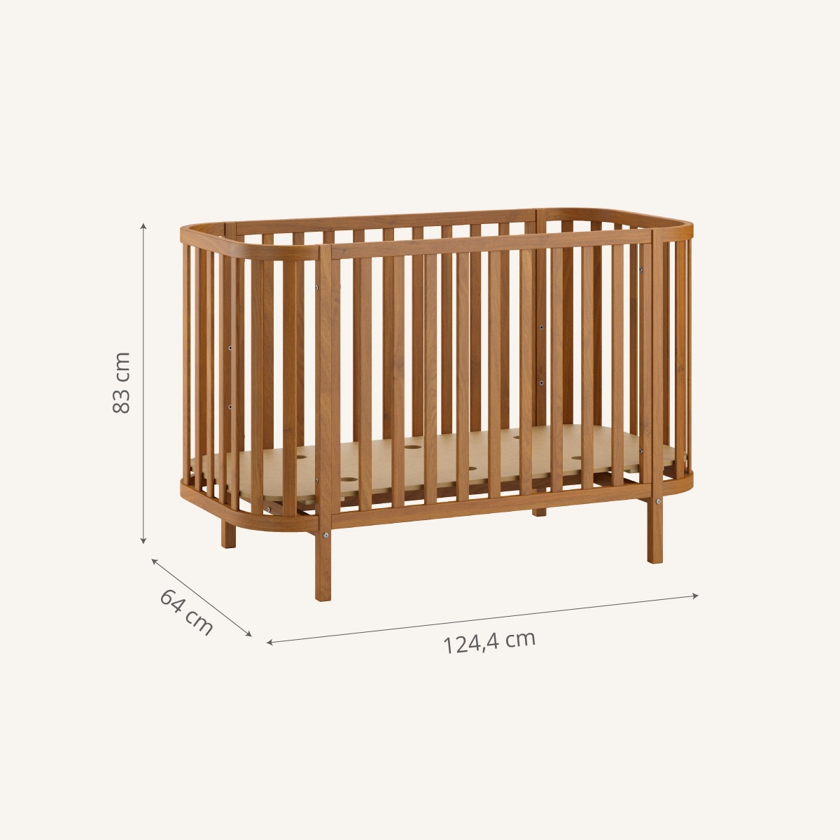 Petite Amélie Lit Bébé Ovale Cocoon | Bois | Brun Noyer | 60x120 cm | Lit bébé rond élégant et durable avec hauteurs réglables pour la chambre (Petite Amélie) - Image 7
