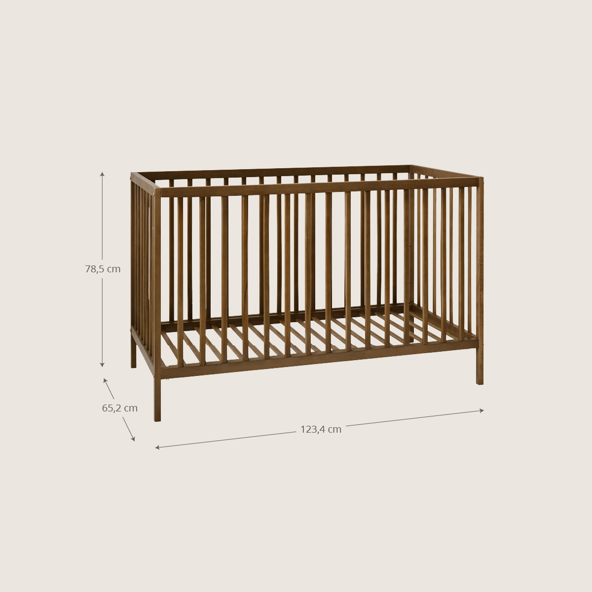 Petite Amélie Lit bébé évolutif en bois de hêtre | 60x120 cm | Cocoa | Trois hauteurs de sommier (Petite Amélie) - Image 3