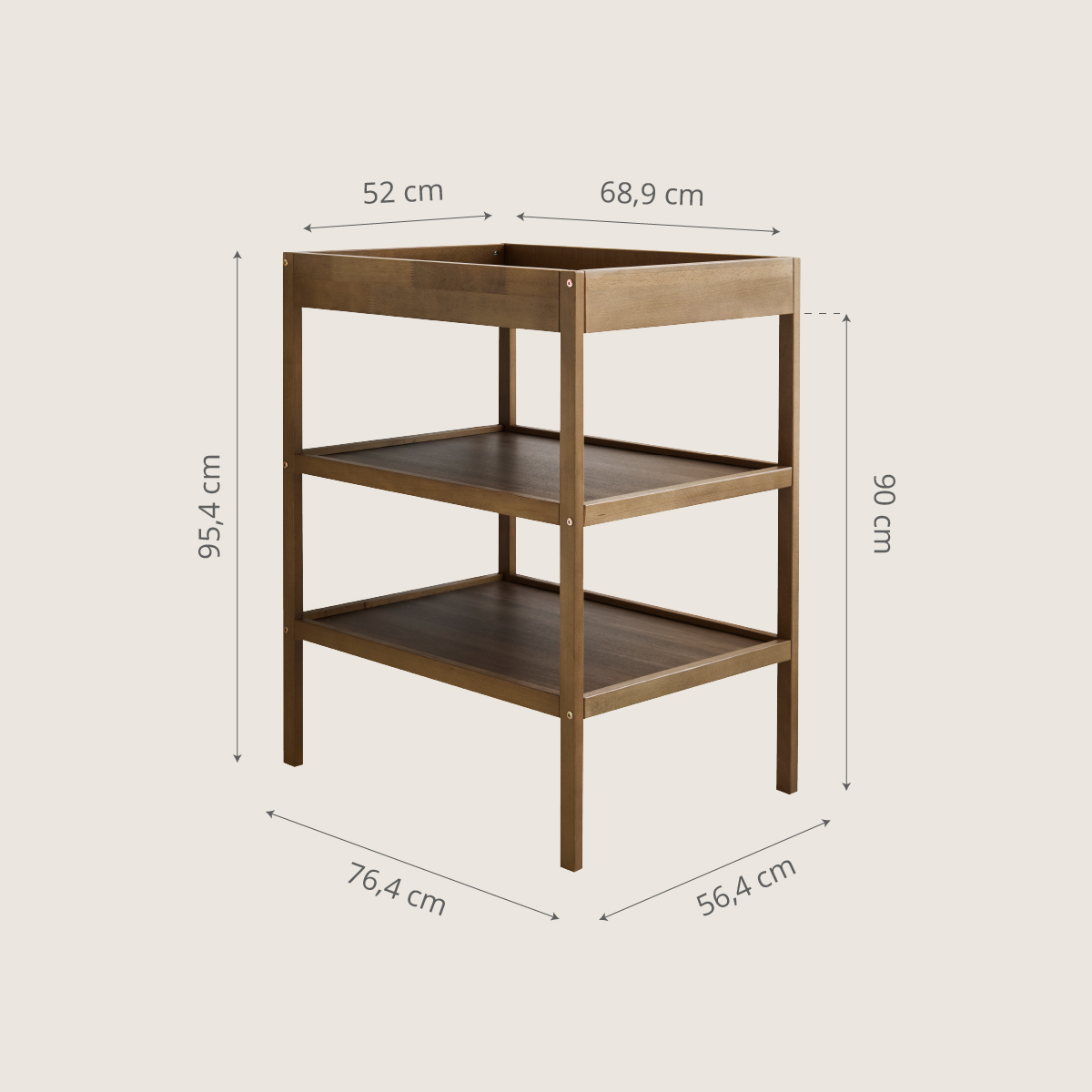 Petite Amélie Table à langer | Bois de hêtre massif | Cocoa | Jusqu'à 12 mois | Charge maximale 11 kg | Structure stable et solide résistante (Petite Amélie) - Image 3