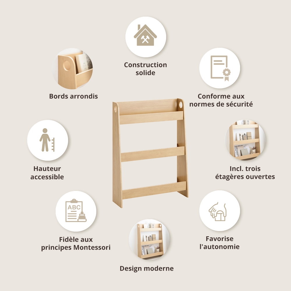 Bibliothèque Montessori «Ellipse» | Naturel (Petite Amélie) - Image 2