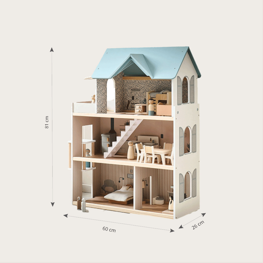Maisons De Poupée, Bricolage Maison De Poupées En Bois Artisanat Mi Kit Modele De Construction Jouets Piscine Decorati Amz