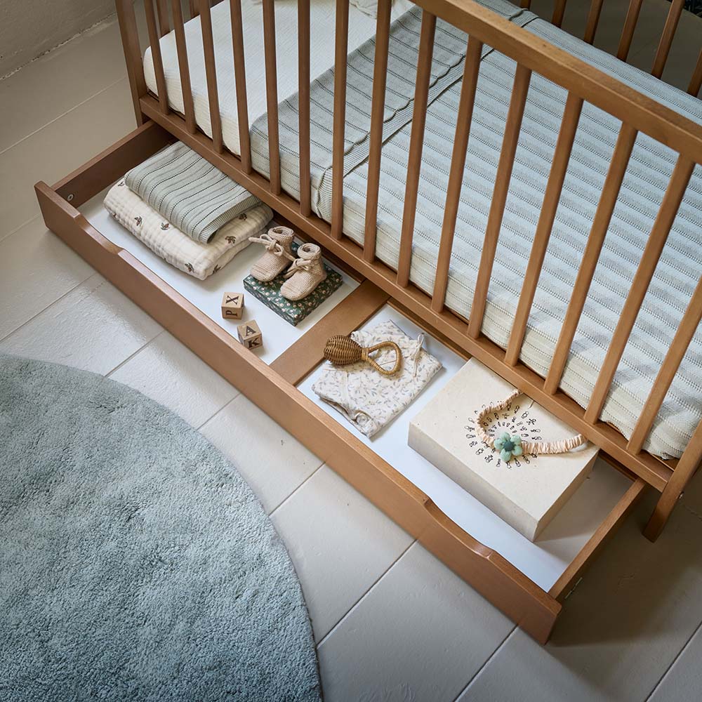 Tiroir de rangement pour lit de bébé Hetre couleur noyer ✔️ Petite Amélie