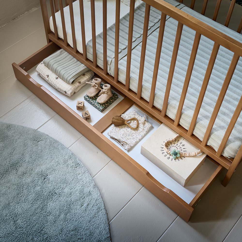 TIROIR LIT BÉBÉ «HETRE» RANGEMENT | 60 X 120 CM | NOYER