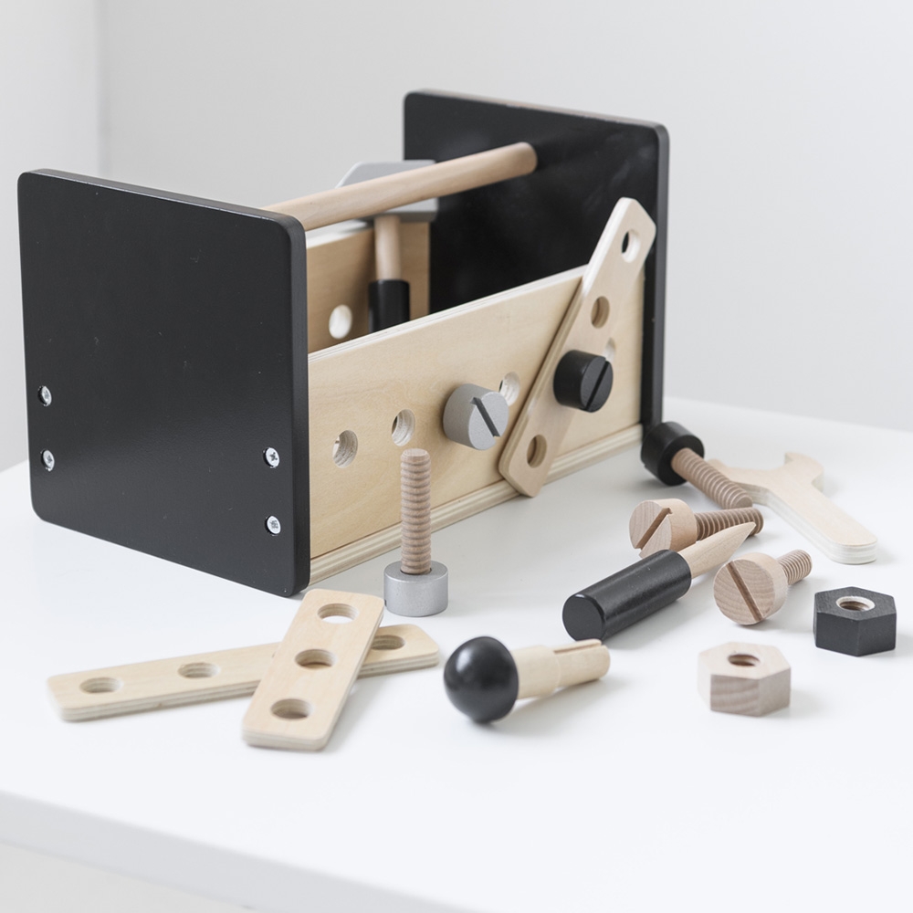 Boite a outils en bois, jouets en bois