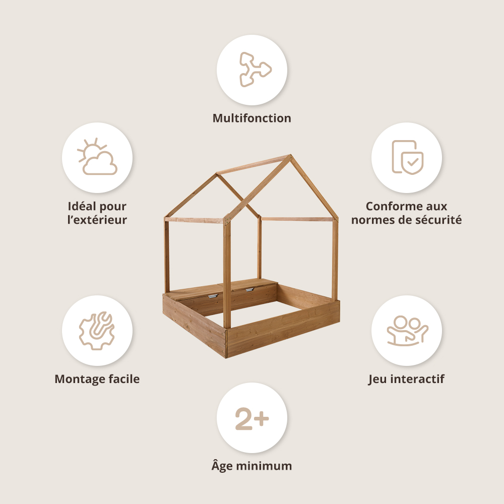 Petite Amélie | Cabane de jardin pour enfant avec bac à sable | Collection Provence | Bois FSC résistant | Cabane en bois rustique pour extérieur (Petite Amélie) - Image 3