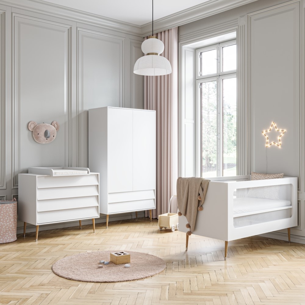 Chambre Bébé Complète : Lit, Armoire 140 cm, Commode à Langer