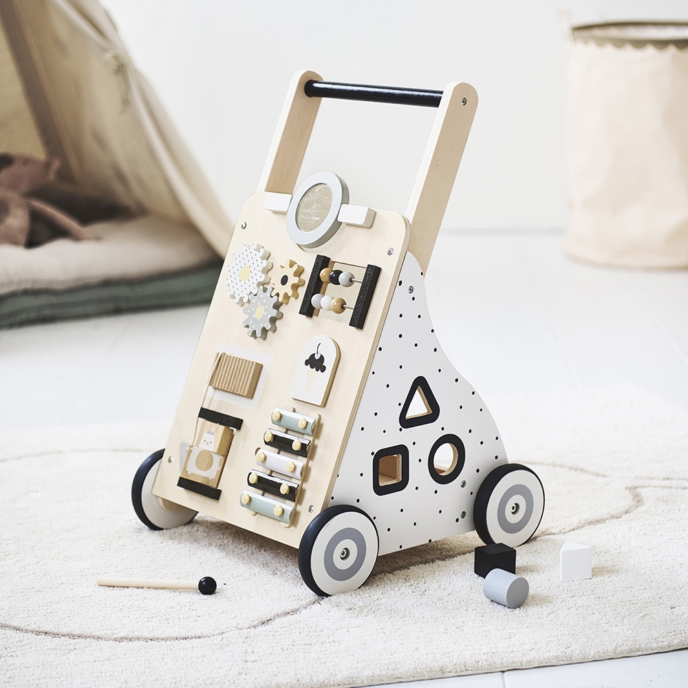 Chariot de marche bébé multi-activités - trotteur bois - Naturel