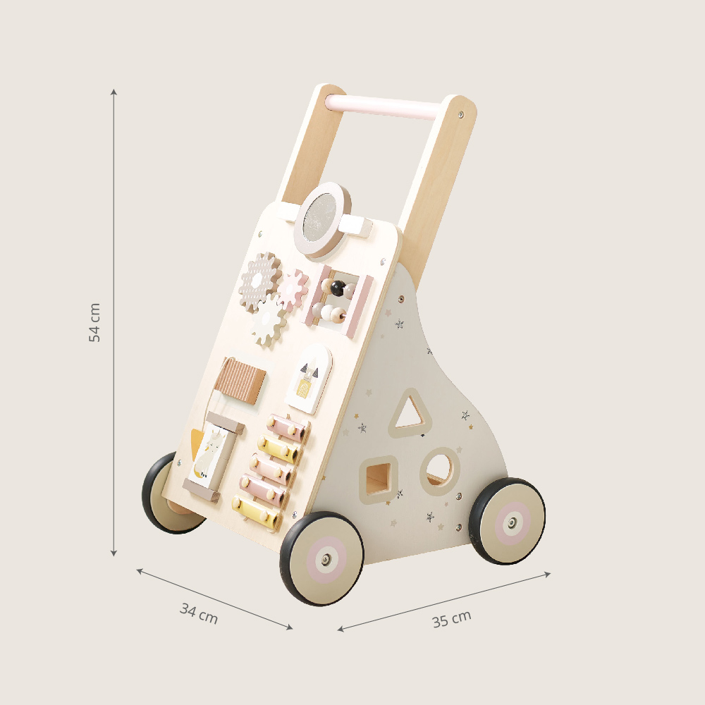 Petite Amélie | Chariot de marche en bois Lara | Trotteur bébé multi-activités | Montessori | Blanc et gris | Design solide et ludique (Petite Amélie) - Image 4