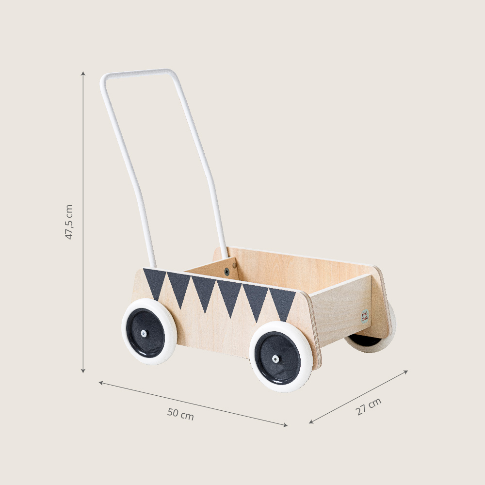 Mini Chariot / Brouette En Bois Décorative - Modèle Réaliste Pour Maison De Poupées, Jardin Miniature Ou Décoration - 12x5,5x5,1 Cm