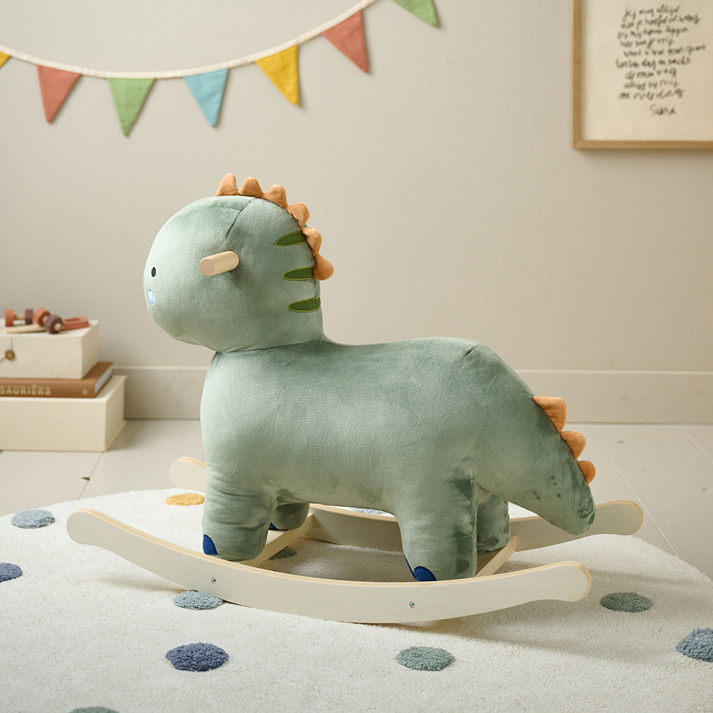 Petite Amélie | Cheval à bascule DINO | Jouet enfant 12 mois | Polyester rembourré et bois | Vert | Design dinosaure (Petite Amélie) - Image 2