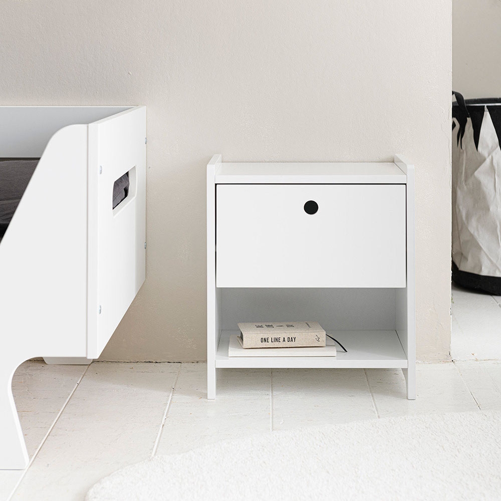 Table de chevet enfant avec tiroir «PLUME» | blanc