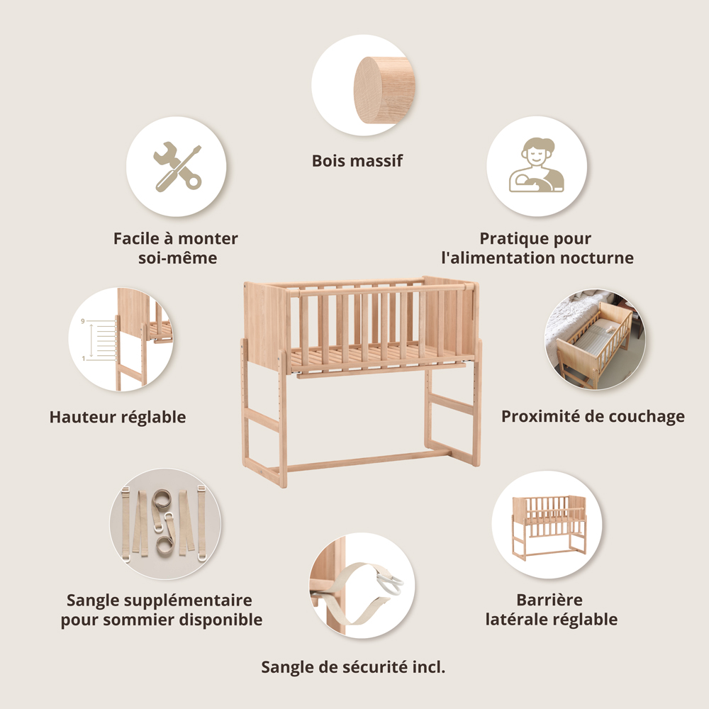 Lit Cododo / Berceau 2 En 1 «Nuage» | Naturel (Petite Amélie) - Image 5