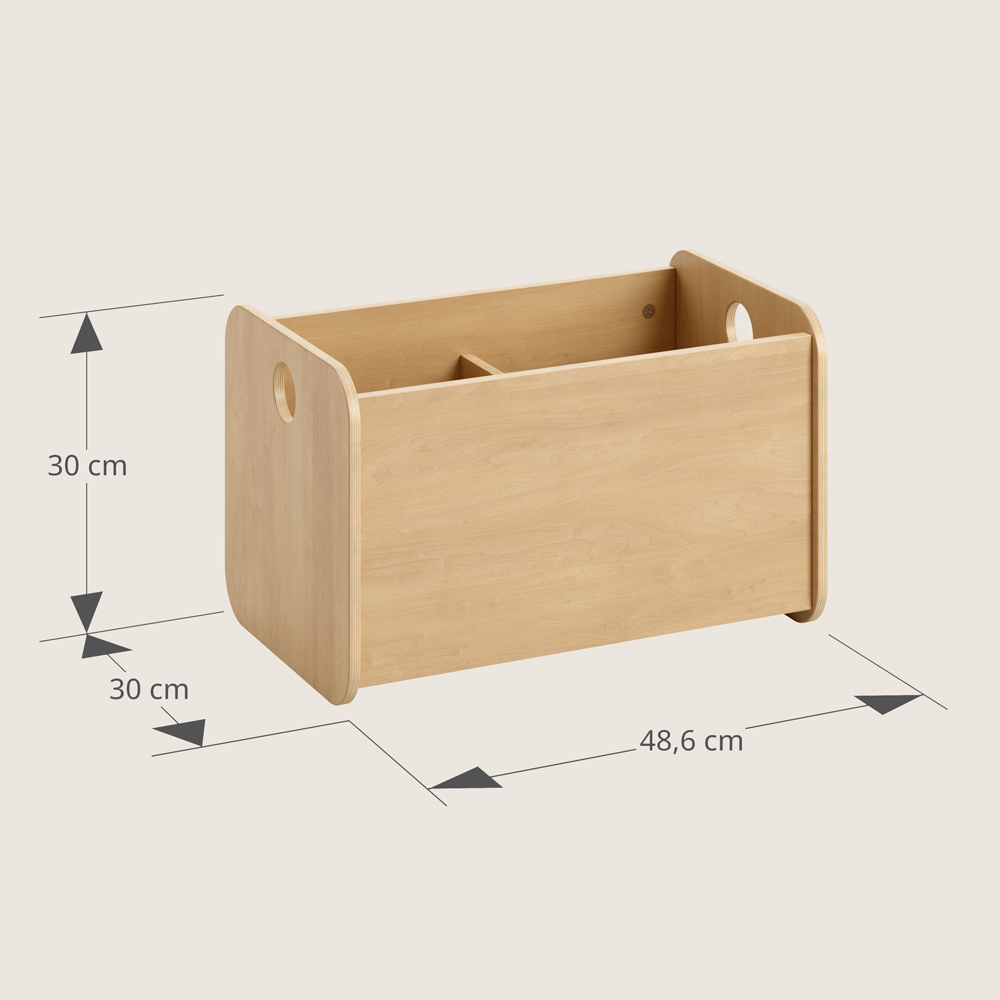 Petite Amélie Coffre à jouets Montessori | Ellipse | Bois | Naturel | Design ouvert et bas | Deux compartiments de rangement séparés (Petite Amélie) - Image 4