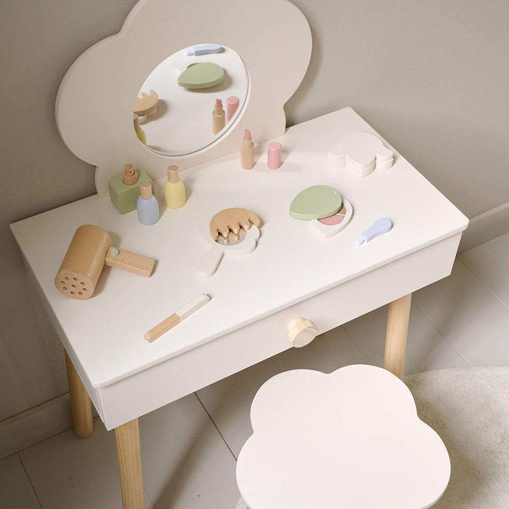 Coiffeuse Enfant En Bois Table Maquillage Avec Miroir Et Tabouret Rose Fantasy Fields Rapunzel Ven Td 12851a