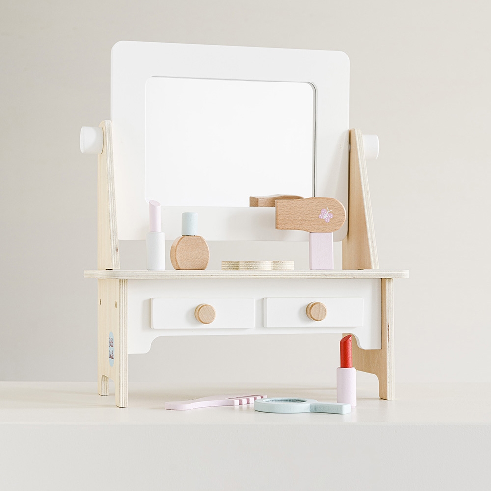 Coiffeuse enfant rose bois avec chaise ✔️ Petite Amélie