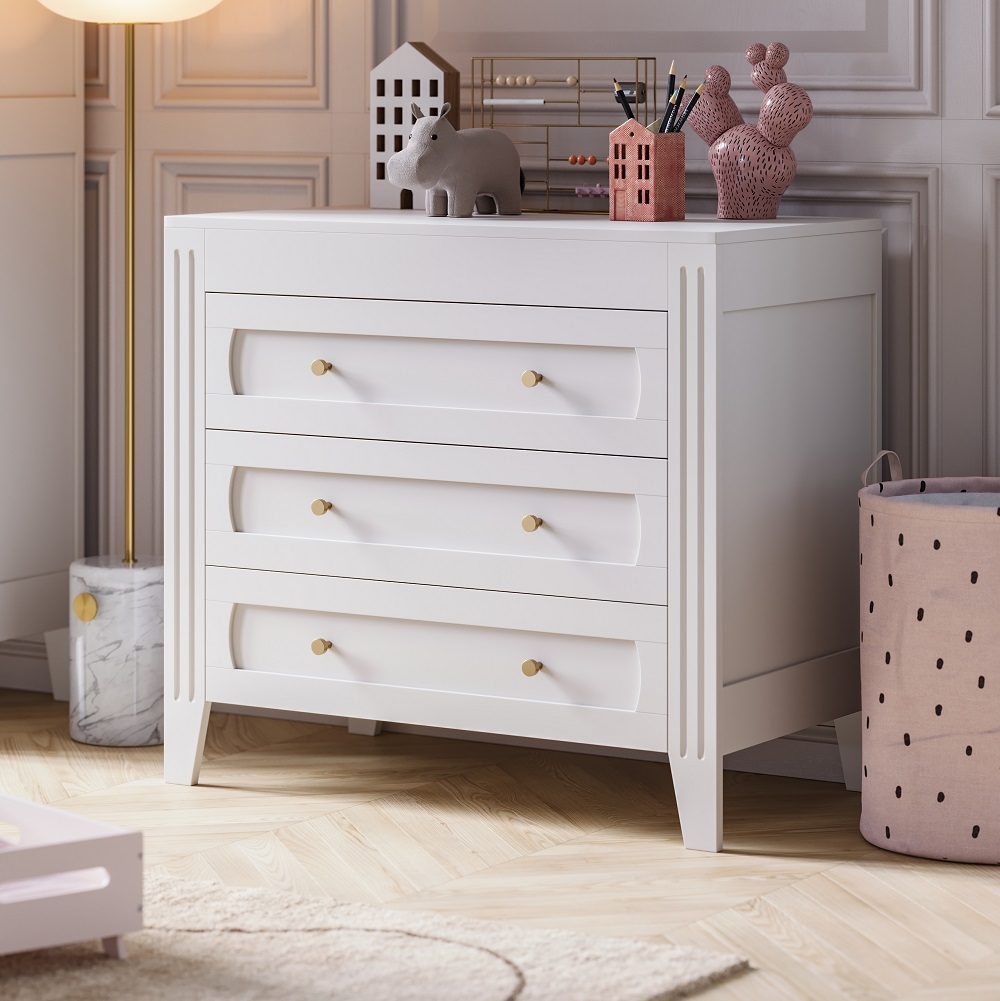 Commode bébé blanche tiroirs «Milenne» | Blanc