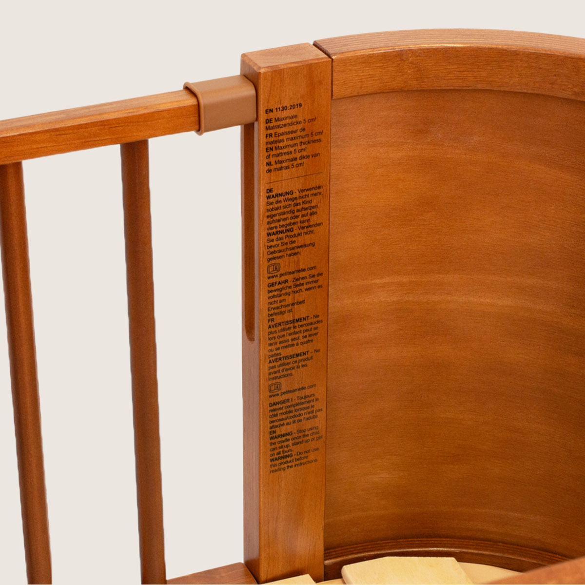 Petite Amélie Lit Cododo Ovale | Berceau 2 En 1 Cocoon | Bois Noyer | Sommier Sécurisé | Paroi Latérale Réglable | Usage Evolutif Pour Nouveau-né (Petite Amélie) - Image 8