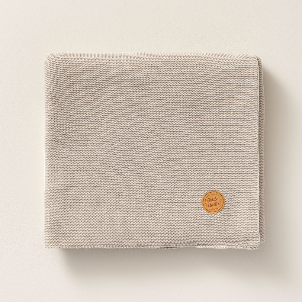 Couverture 100% coton biologique enfant 100x150 - Rayures ivoire, beige et lin