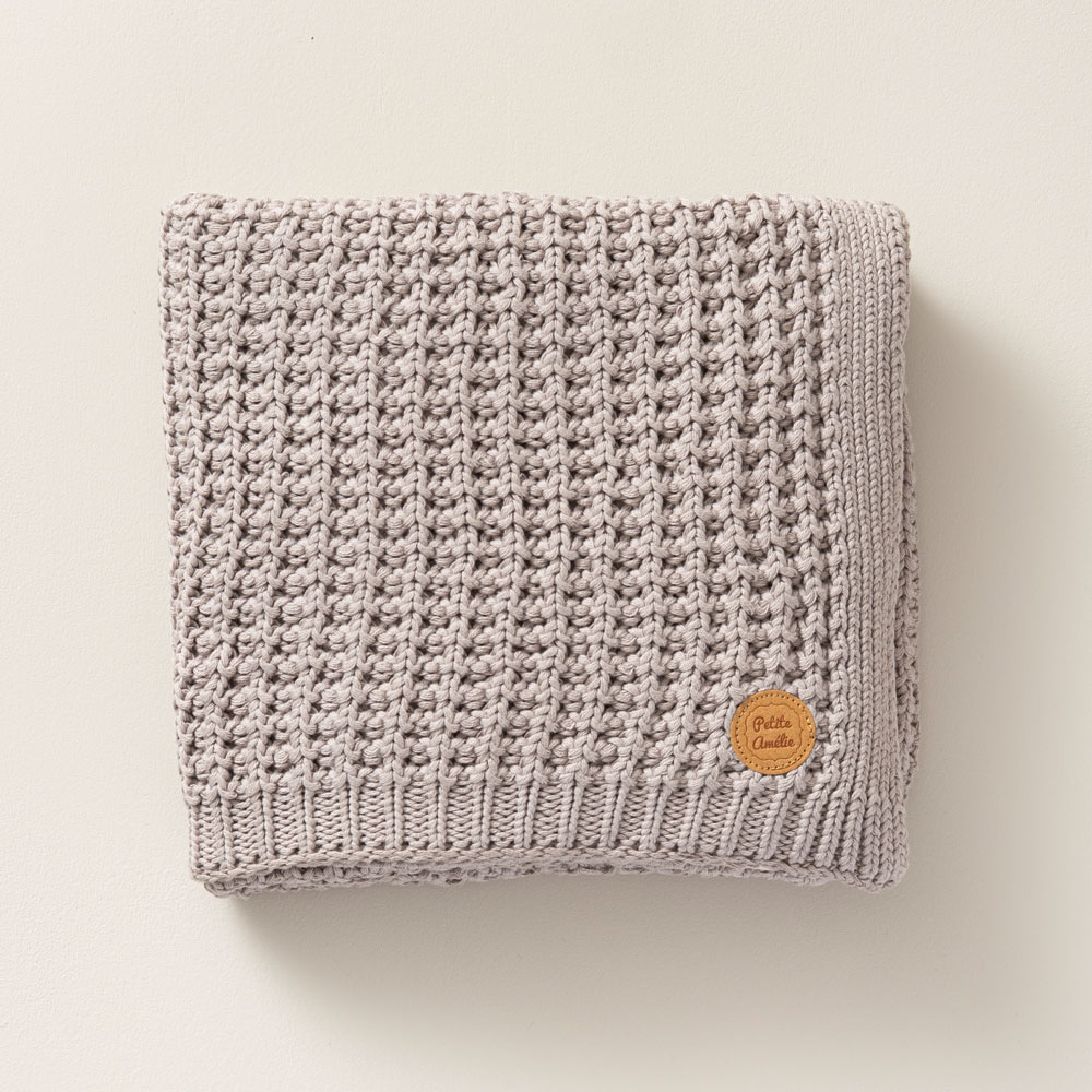 Couverture enfant tricotée coton biologique 100x150 | Gris souris