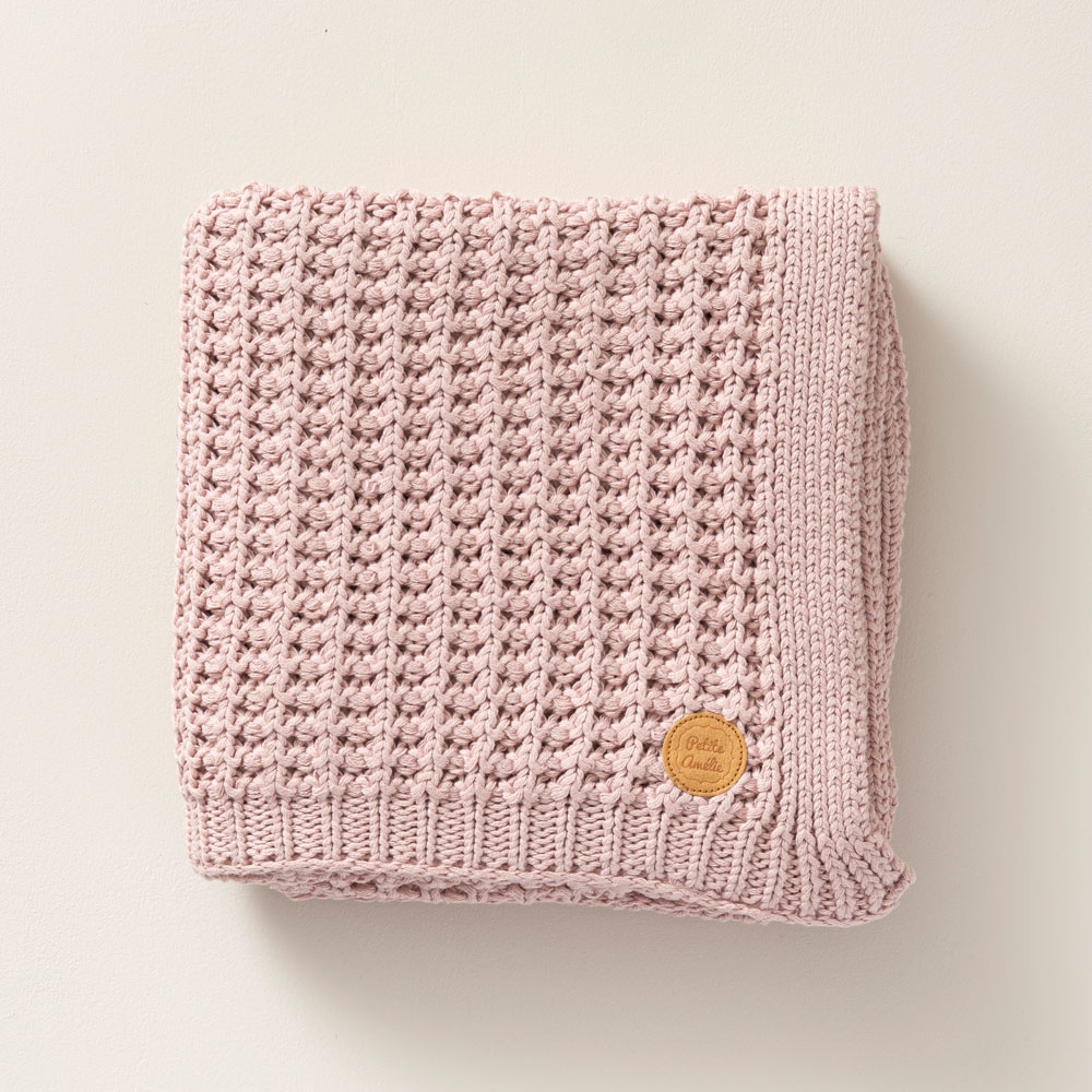 Couverture enfant tricotée 100% coton biologique 100x150 | Rose