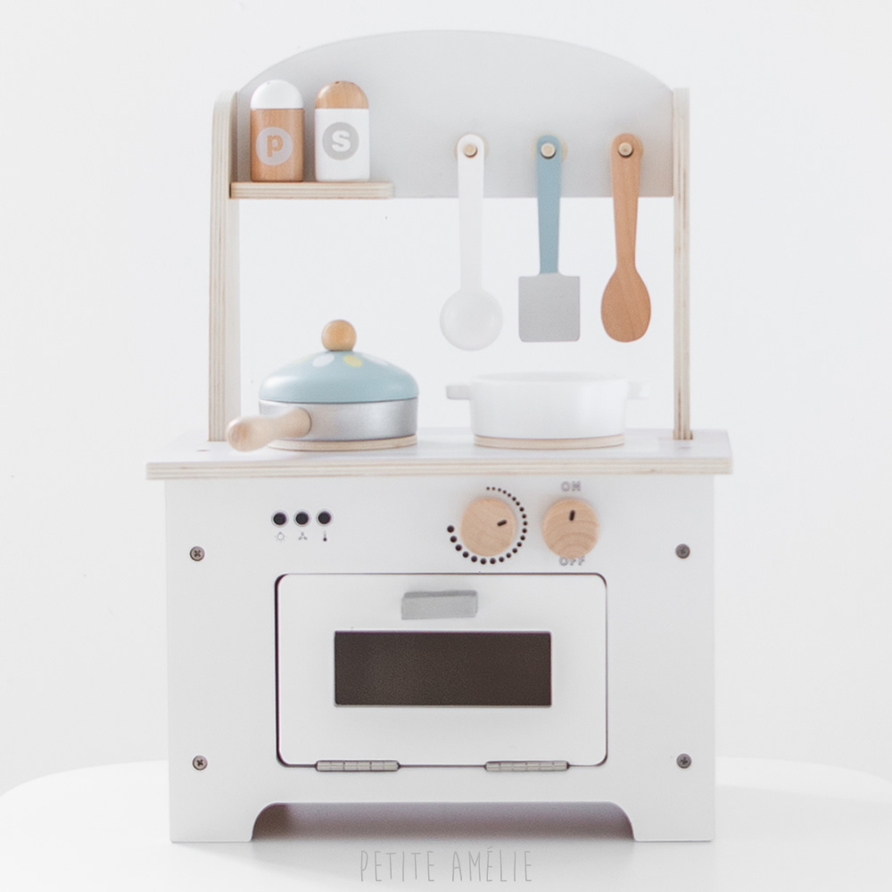 Mini cuisine en bois enfant avec 8 accessoires 