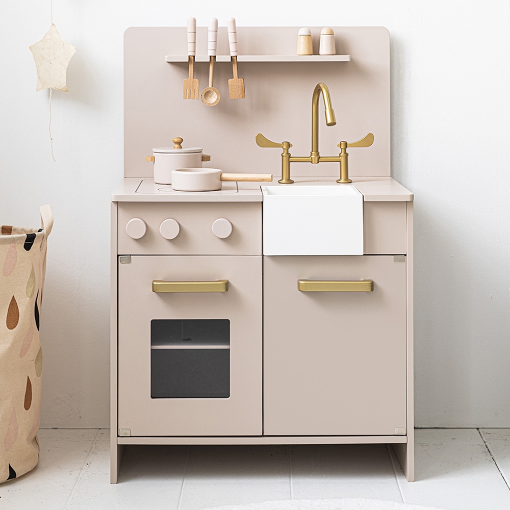 Cuisine Enfant En Bois - Avec Plaque De Cuisson + Évier + Accessoires - À  Partir De 3 Ans - Rose - Jeux d'imitation BUT