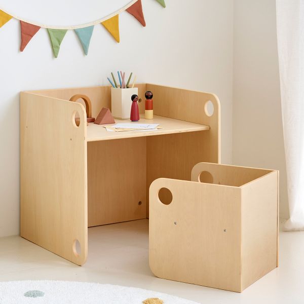 Table Montessori et chaise «Ellipse» | Naturel