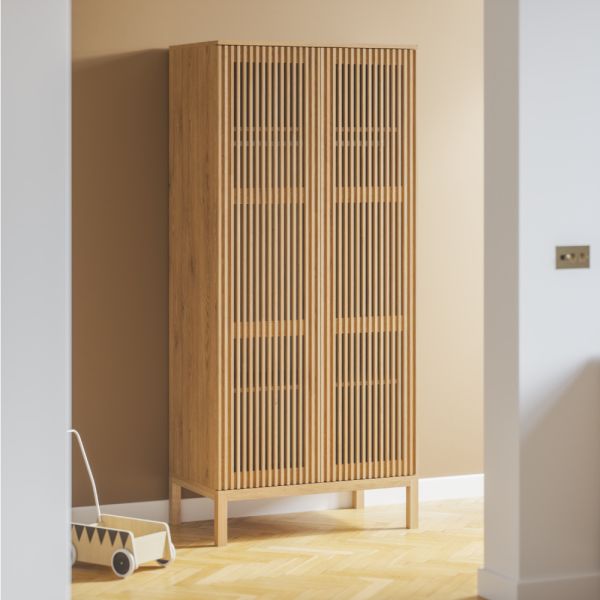 Armoire enfant blanche en bois penderie et lingère – Bridge - Pinolino