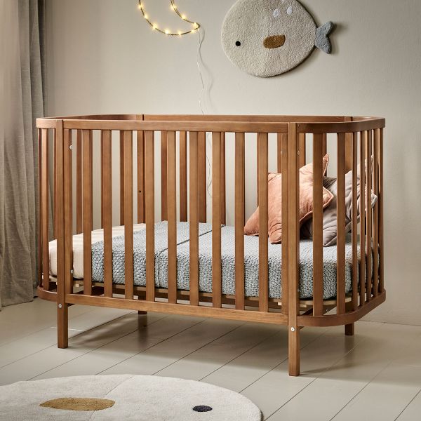 LIT BÉBÉ OVALE «COCOON» | 60X120 CM | BRUN NOYER