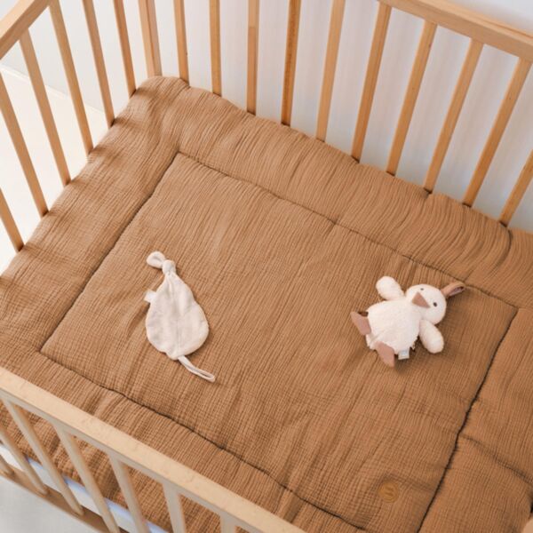 Tapis de parc 75 x 95 cm | Gaze de coton biologique | Caramel