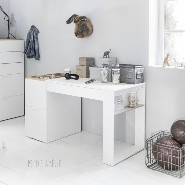 PETIT BUREAU ENFANT AVEC PLATEAU FORMICA ORANGE ET SA CHAISE - atelier  Darblay - le meuble d'à côté