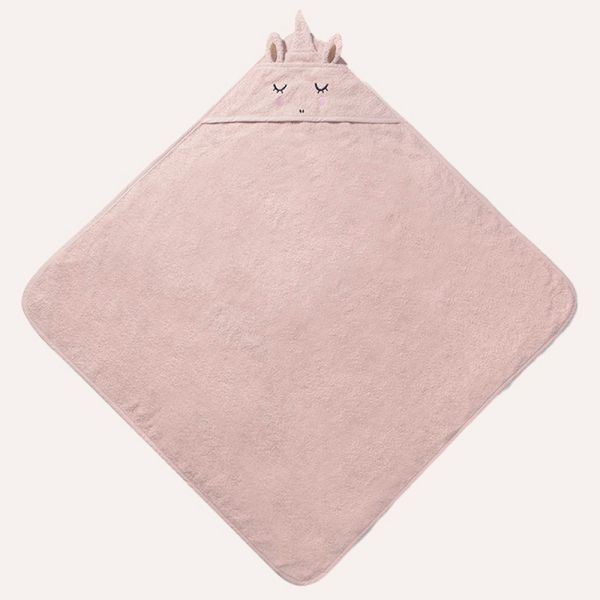 CAPE DE BAIN BÉBÉ LICORNE «LARA»| 75 X 75 CM | ROSE CLAIR