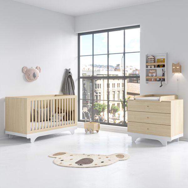 chambre bebe 2 elements lit bebe commode bois Petite Amélie