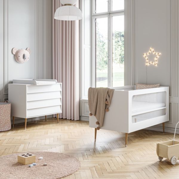 Chambre bébé duo SPARTE : lit bébé évolutif et commode