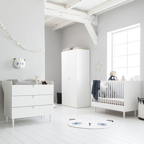 chambre bebe complete etoile 60x120 blanc bois naturel lit commode armoire Petite Amélie