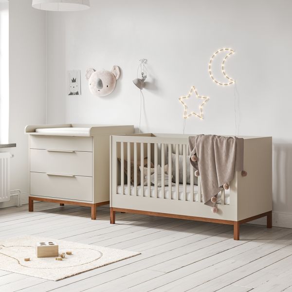 CHAMBRE BÉBÉ «SOIE» 2 ÉLÉMENTS | LIT BÉBÉ 60X120 CM ET COMMODE