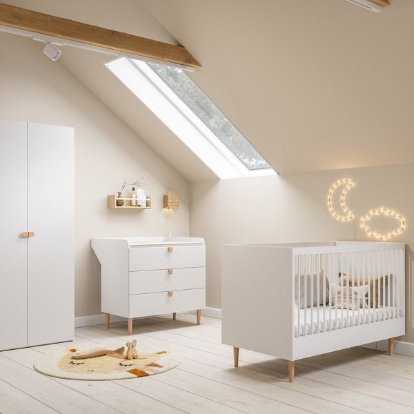 Lit évolutif bébé blanc «NUAGE» avec matelas ✔️ Petite Amélie