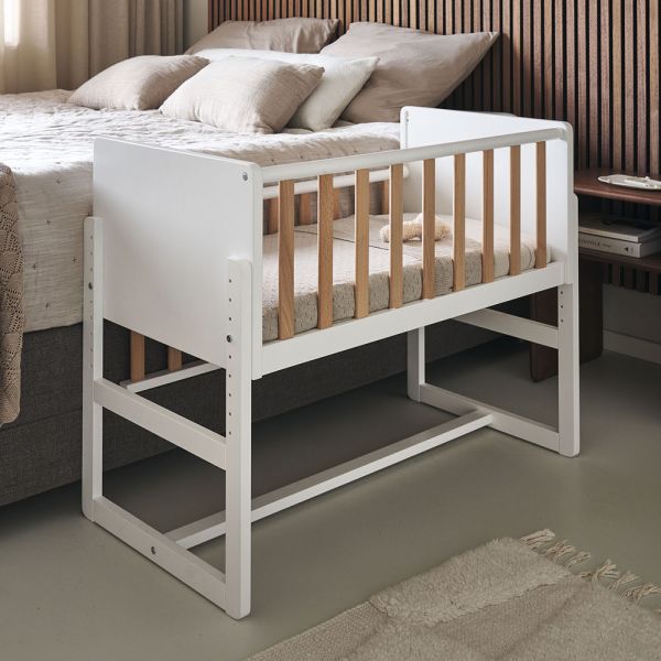 LIT BÉBÉ CODODO / BERCEAU 2 EN 1 «NUAGE» | BLANC ET NATUREL
