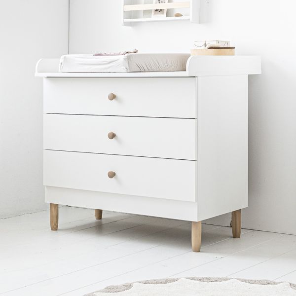 MUSTERKIND® Commode à langer pour poupée Viola bois naturel/blanc