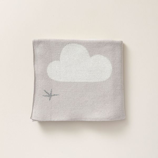 couverture bebe cotonbio nuages gris clair 80x100 Petite Amélie