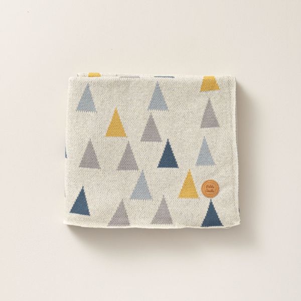 couverture bebe motif triangle jaune bleu 80x100 Petite Amélie