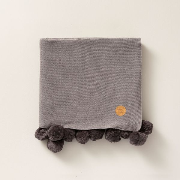 couverture bebe pompons gris 80x100 Petite Amélie